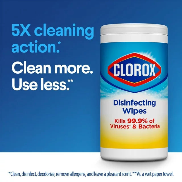 Clorox Disinfecting and Cleaning Wipes, Crisp Lemon and Fresh Scent, 75 Count Each, 3 Pack
